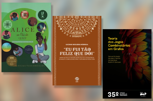 Capas de três livros escritos por pesquisadores da UFC que são finalistas do Prêmio Jabuti Acadêmico 2026