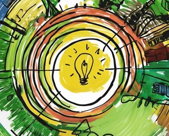 Ilustração abstrata de uma lâmpada