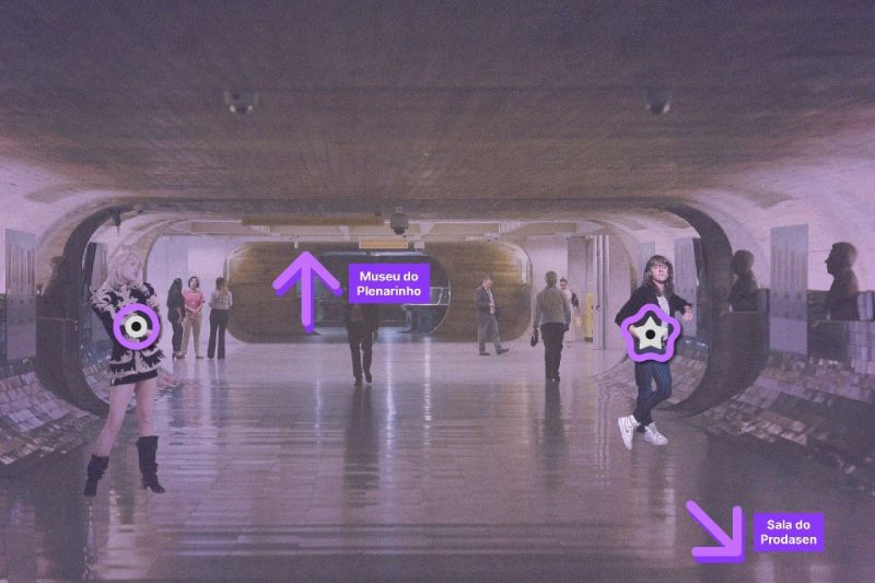 Protótipo do jogo digital mostrando o Túnel do Tempo no Senado Federal