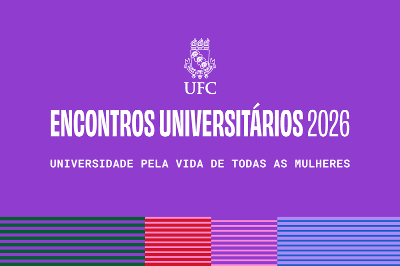 Logomarca dos Encontros Universitários 2026, com o tema "Universidade pela vida de todas as mulheres"