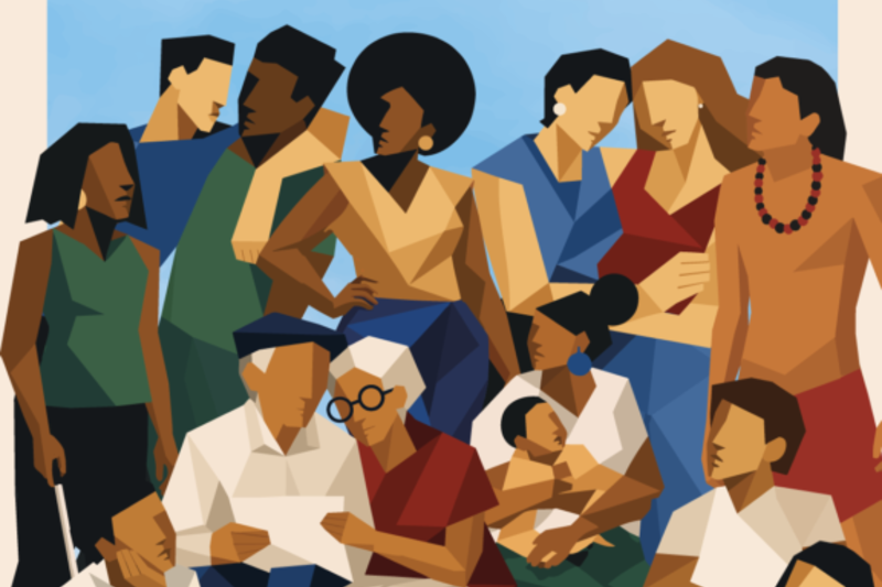 Ilustração com diferentes perfis de pessoas feita para a 20ª Primavera dos Museus