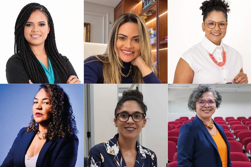 Fotos das cinco mulheres integrantes da UFC Diversa e da vice-reitora Diana Azevedo